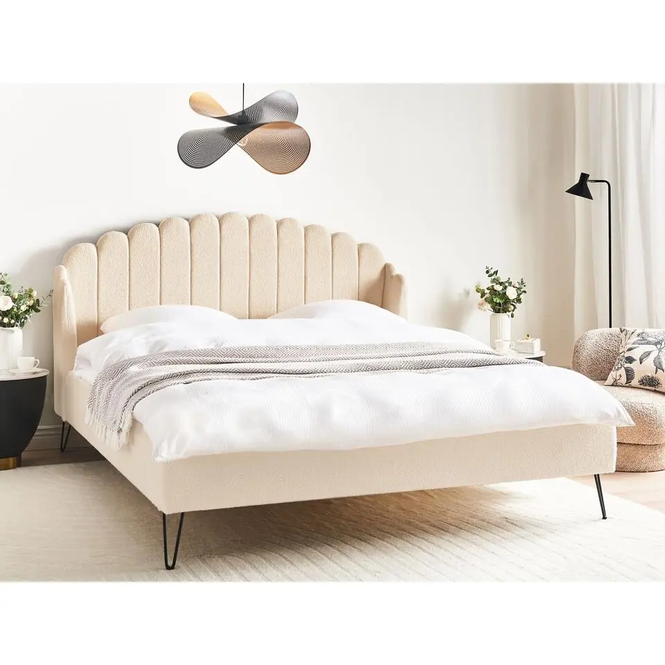 AMBILLOU - Tweepersoonsbed - Beige - 180 x 200 cm - Boucl&eacute;