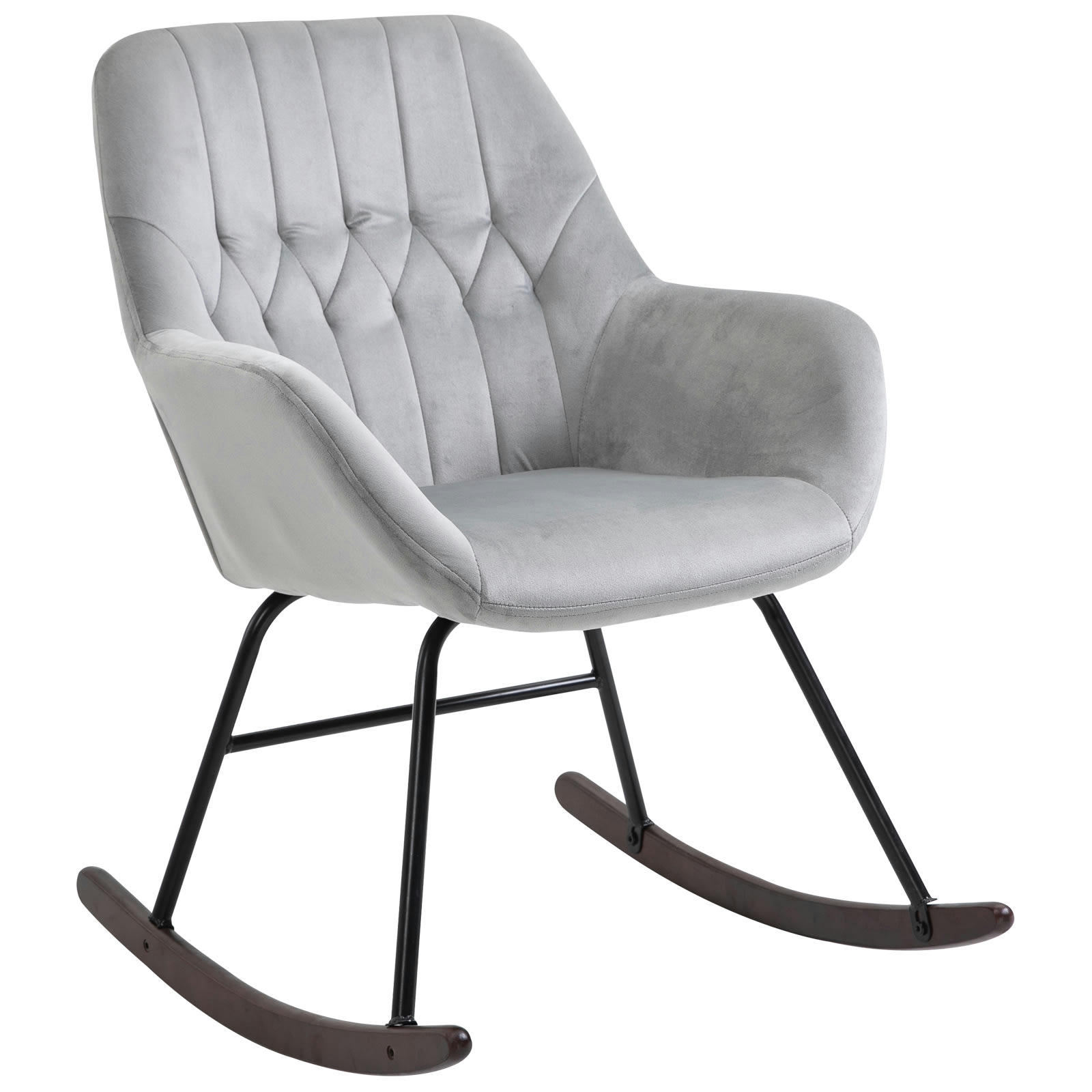 - Fauteuil à bascule grand confort velours gris clair