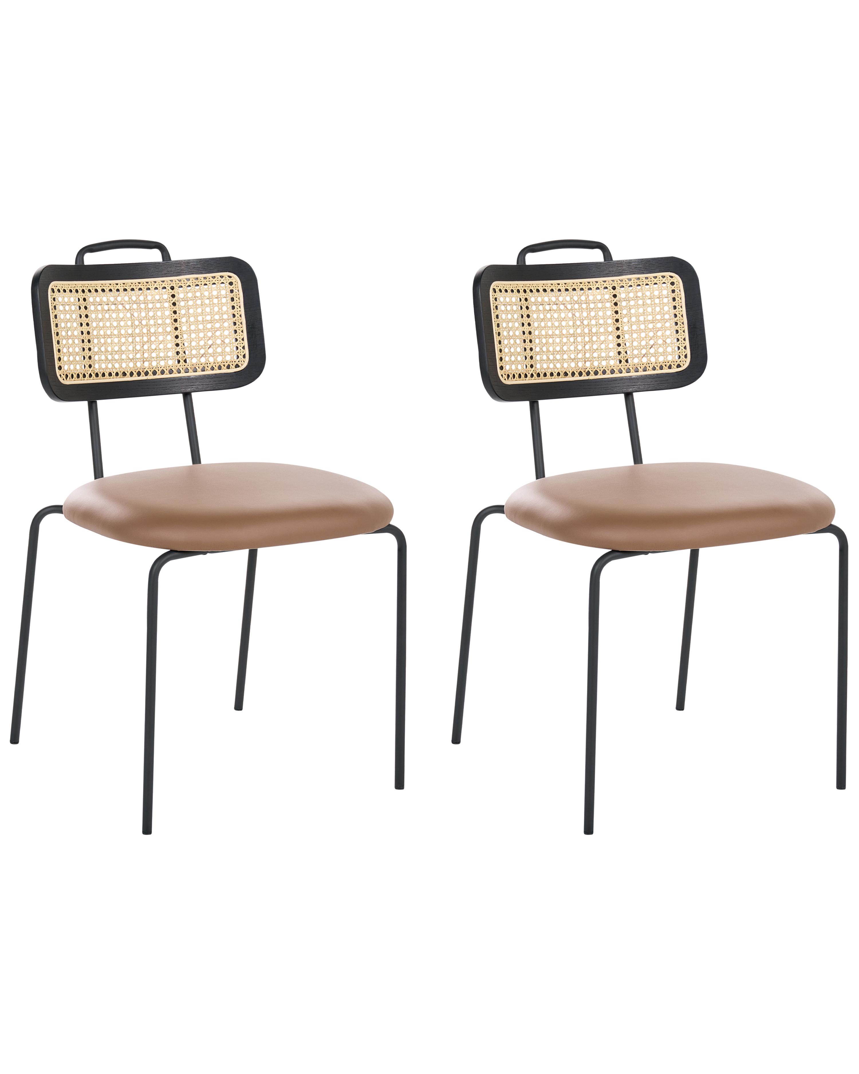 Set of 2 Bar Chairs ADELANTO Brown