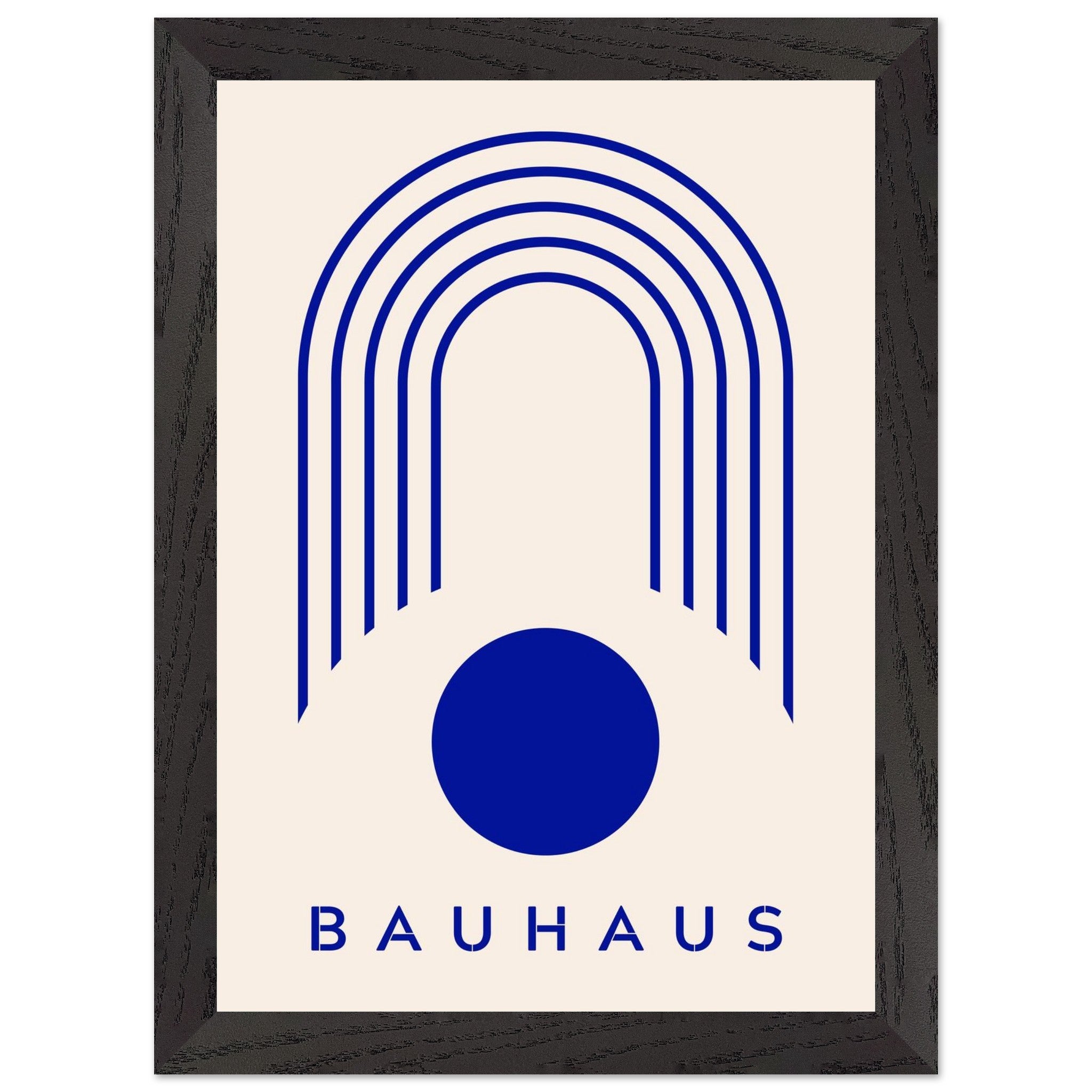 Artfulprints Poster met Lijst Bauhaus - Blue arches  - A4 21x29.7 cm - Blauw