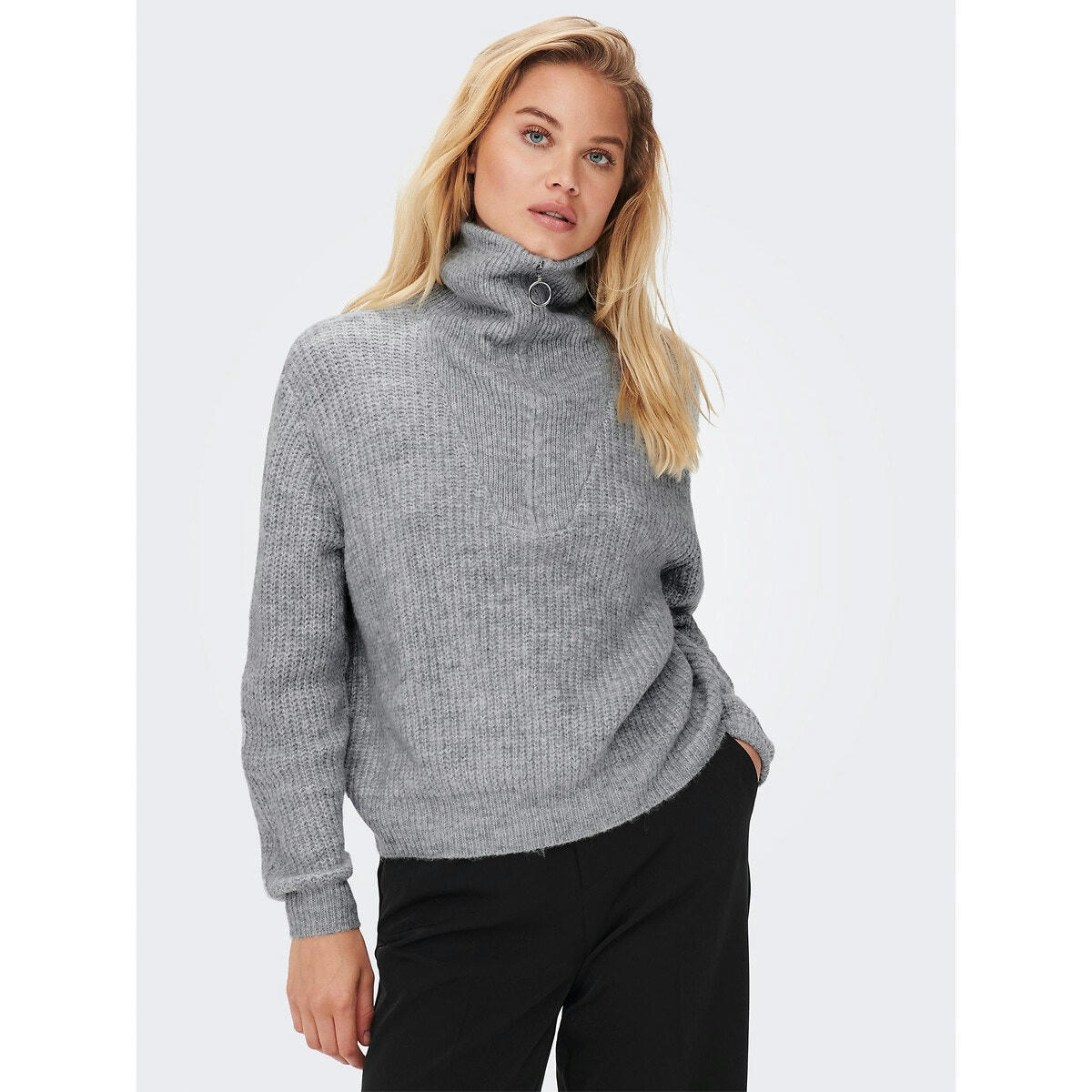 Pull camionneur col montant zippé