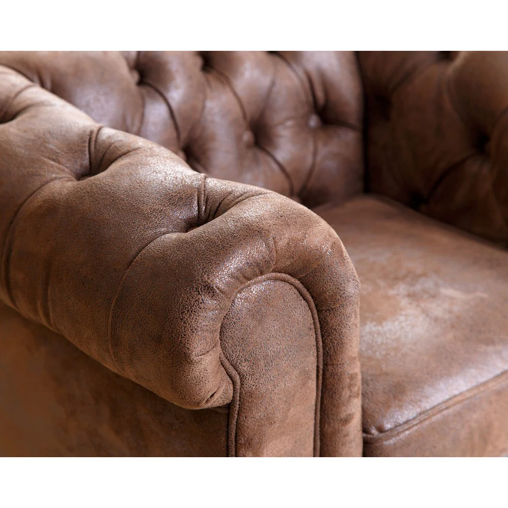 Abbyson Kids Antique Brown Velvet Chesterfield RJ Mini Sofa