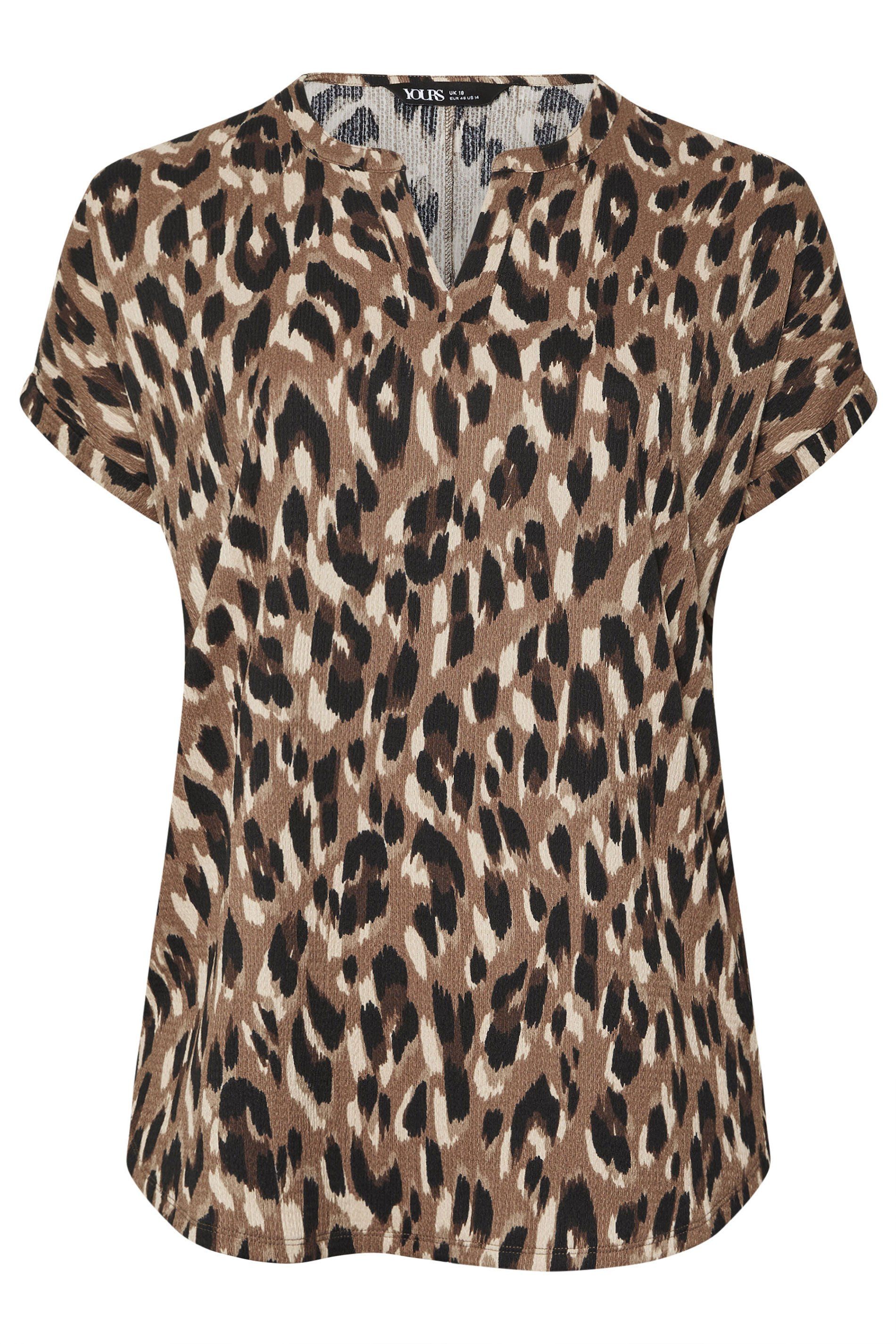 Yours Leopard Print Notch Neck Top