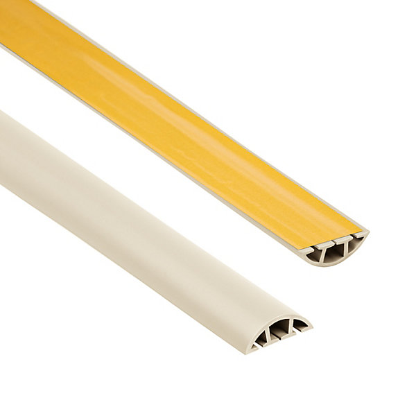Bande de câble en PVC 10x40mm, 2m Auto-Adhésive, cache-câble, semi-circulaire, beige