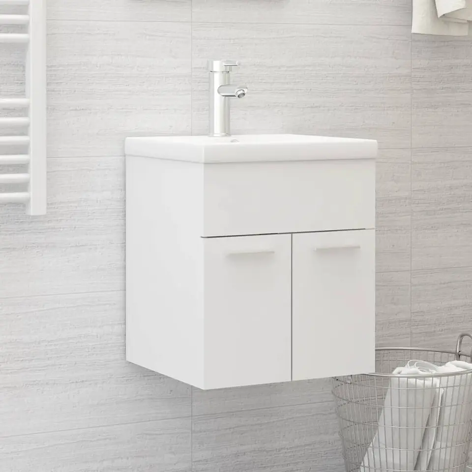 vidaXL - Wastafelkast - Wit - Bewerkt hout - 41 x 38.5 x 46 cm