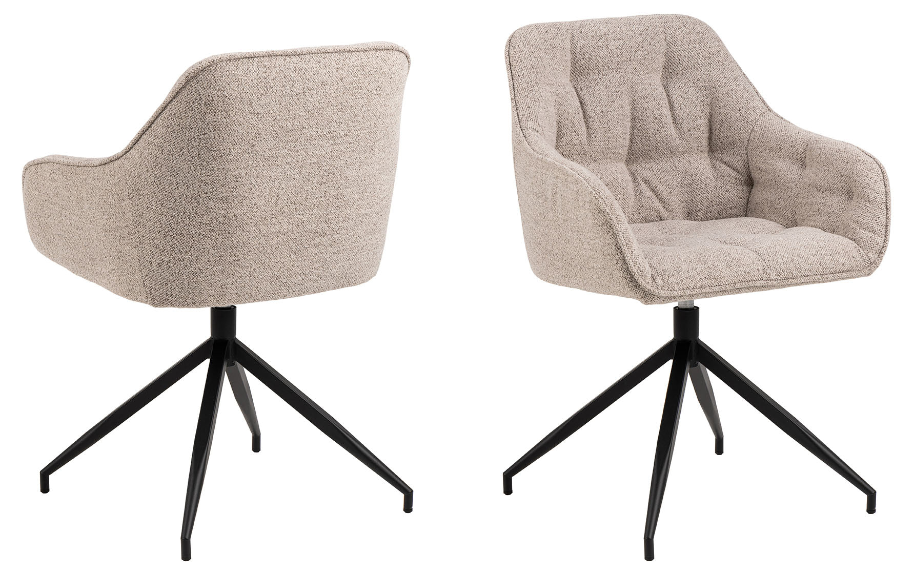 Rebellenclub Eetkamerstoel Harstad - Beige Bouclé met een Mat Zwart Frame