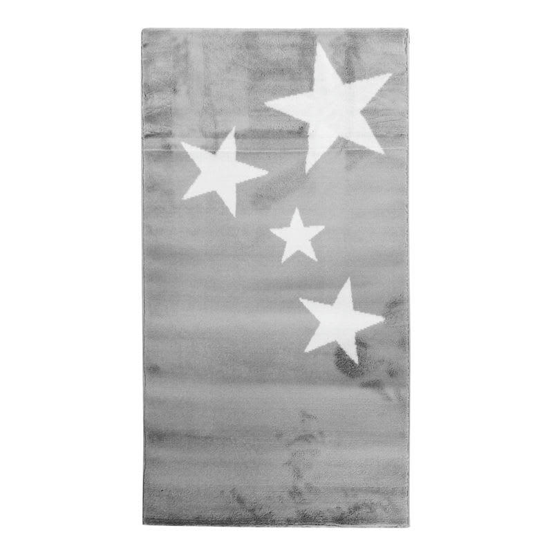 STARS - Tapis toucher laineux motifs étoiles gris clair 80x150