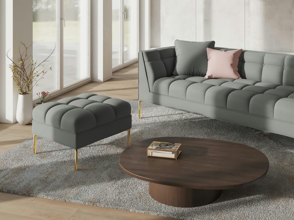 KAROO - Pouf tissu structuré gris