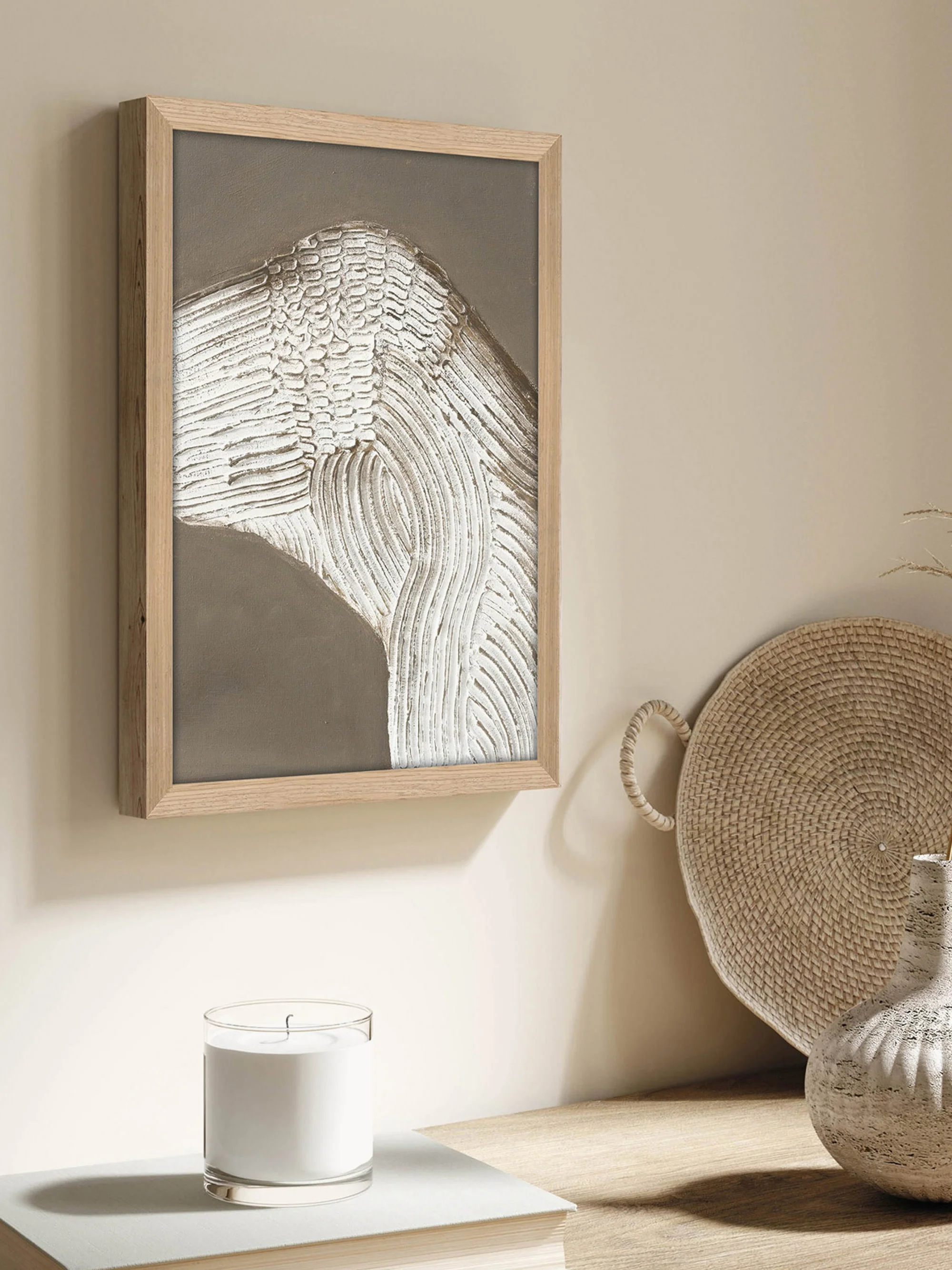 Handbemalter, gerahmter Leinwanddruck Raw Shape 1