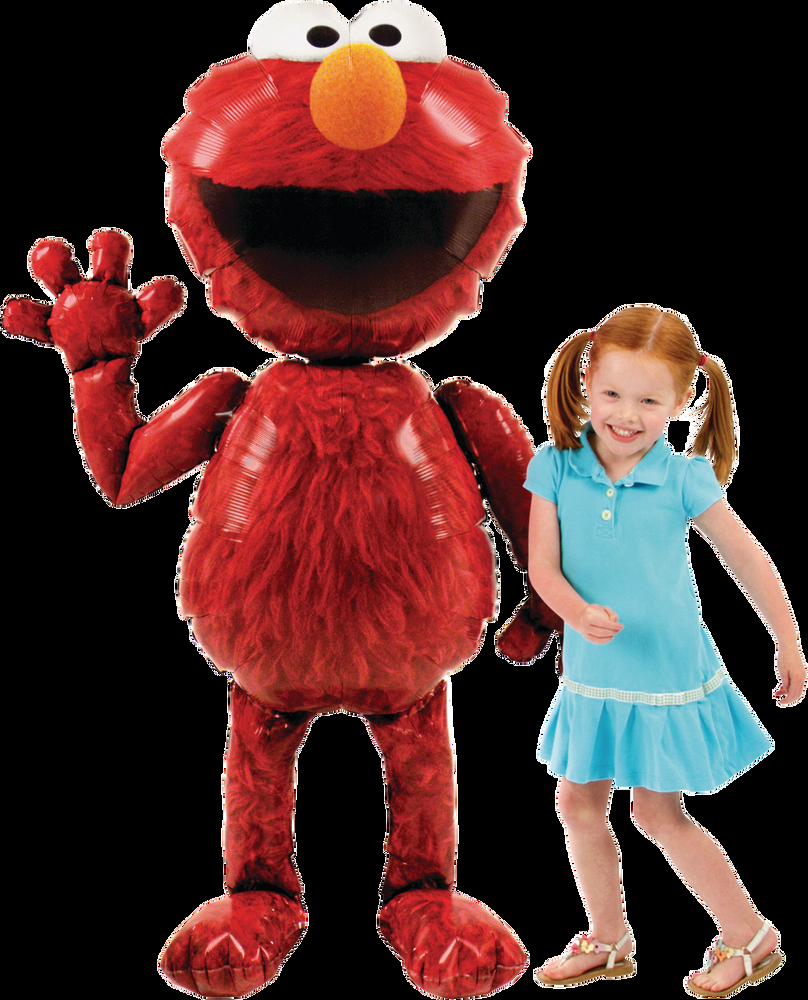 Sesame Street Elmo Satin Giant Gliding Air-Walker Foil Balloon, Red, 54-in, Helium Inflation & Ribbon Included for Birthday Party