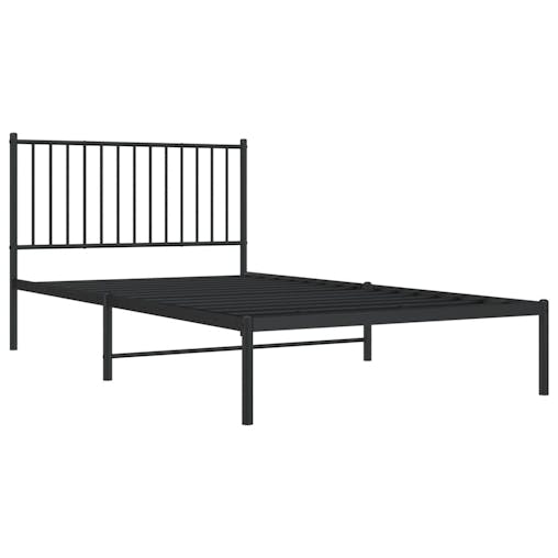 NNEVL Metal Bed Frame with Headboard Black 107x203 cm