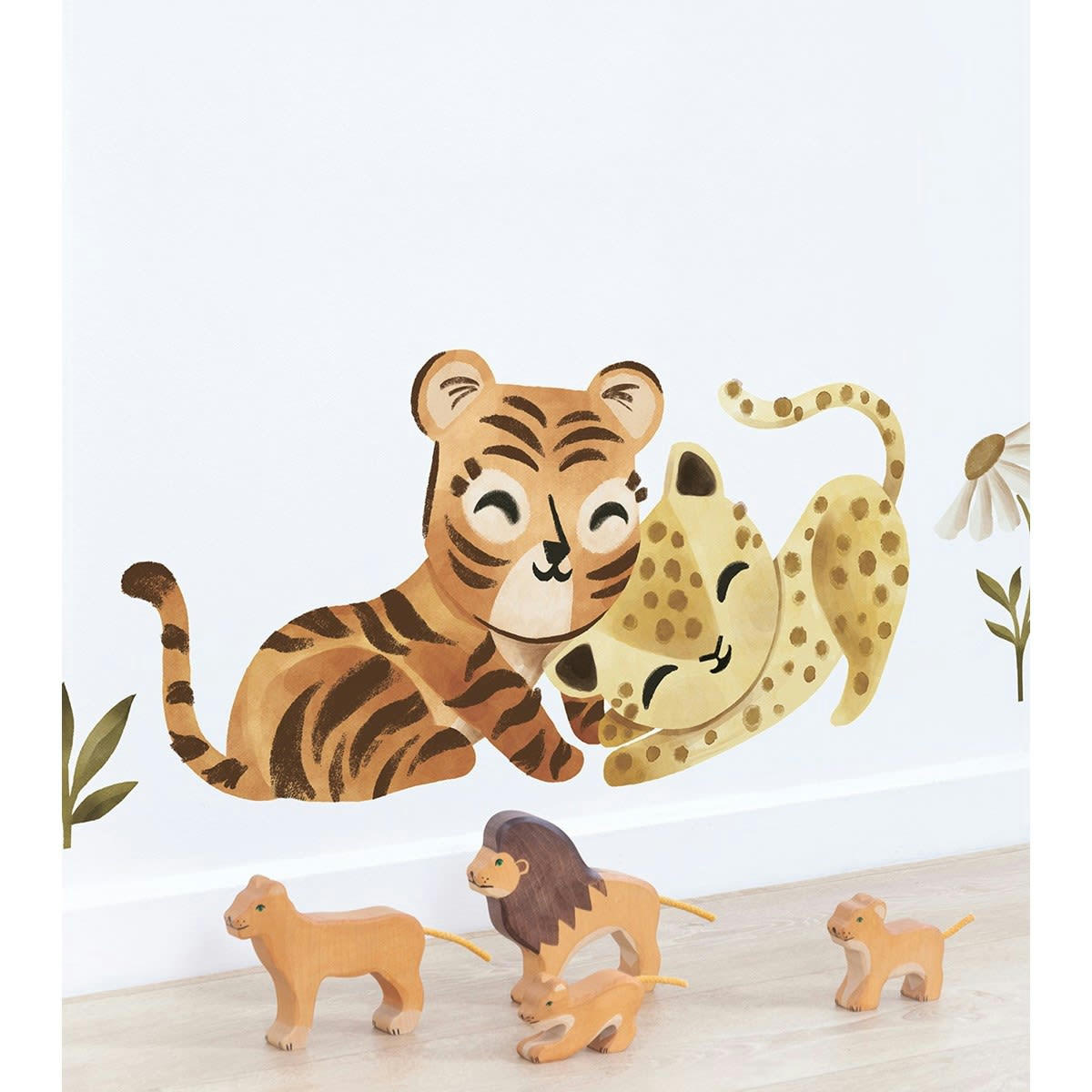 FELIDAE - Grand sticker jeu tigre et léopard en vinyle mat multicolore