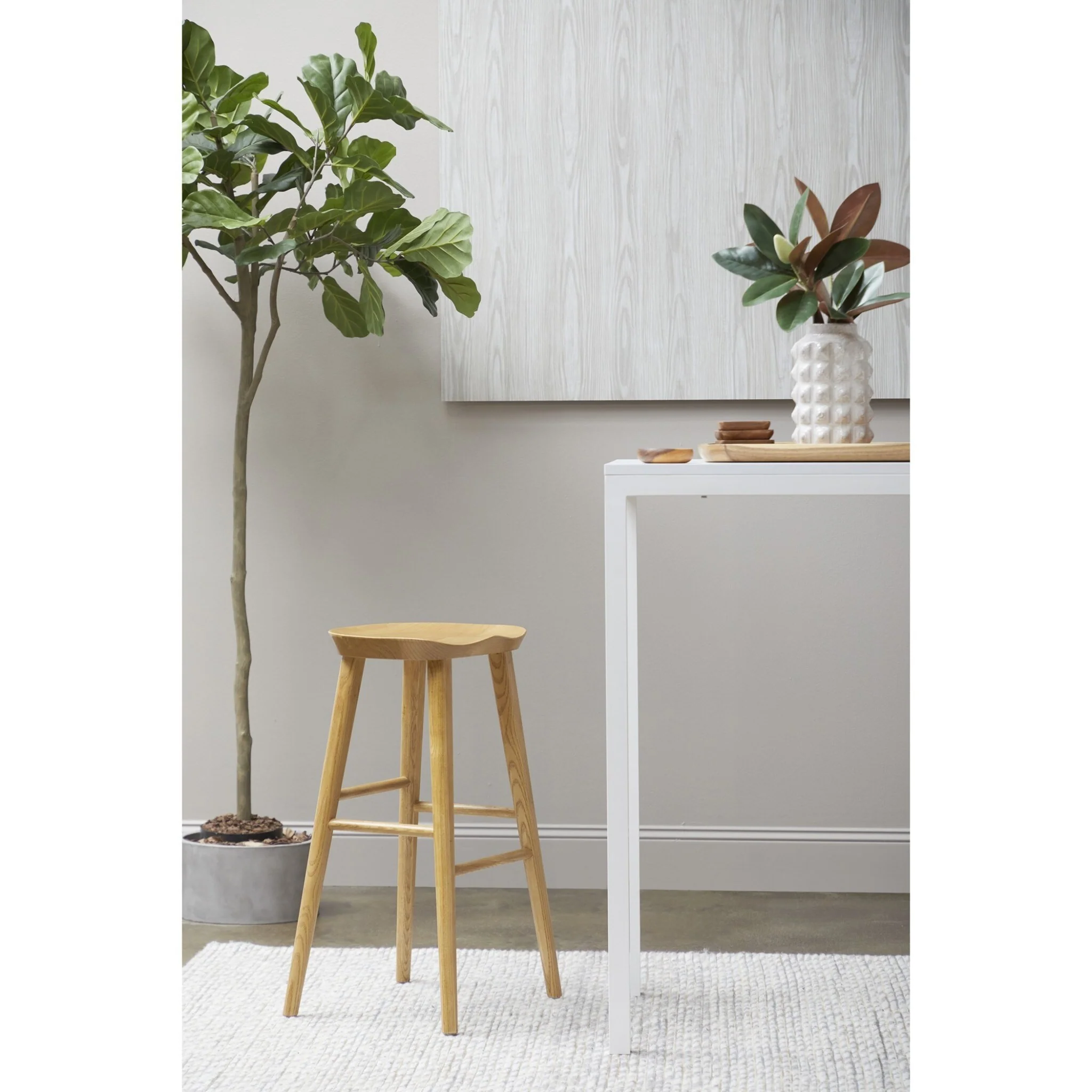 30 Light Natural Brown Solid Wood Bar Stool