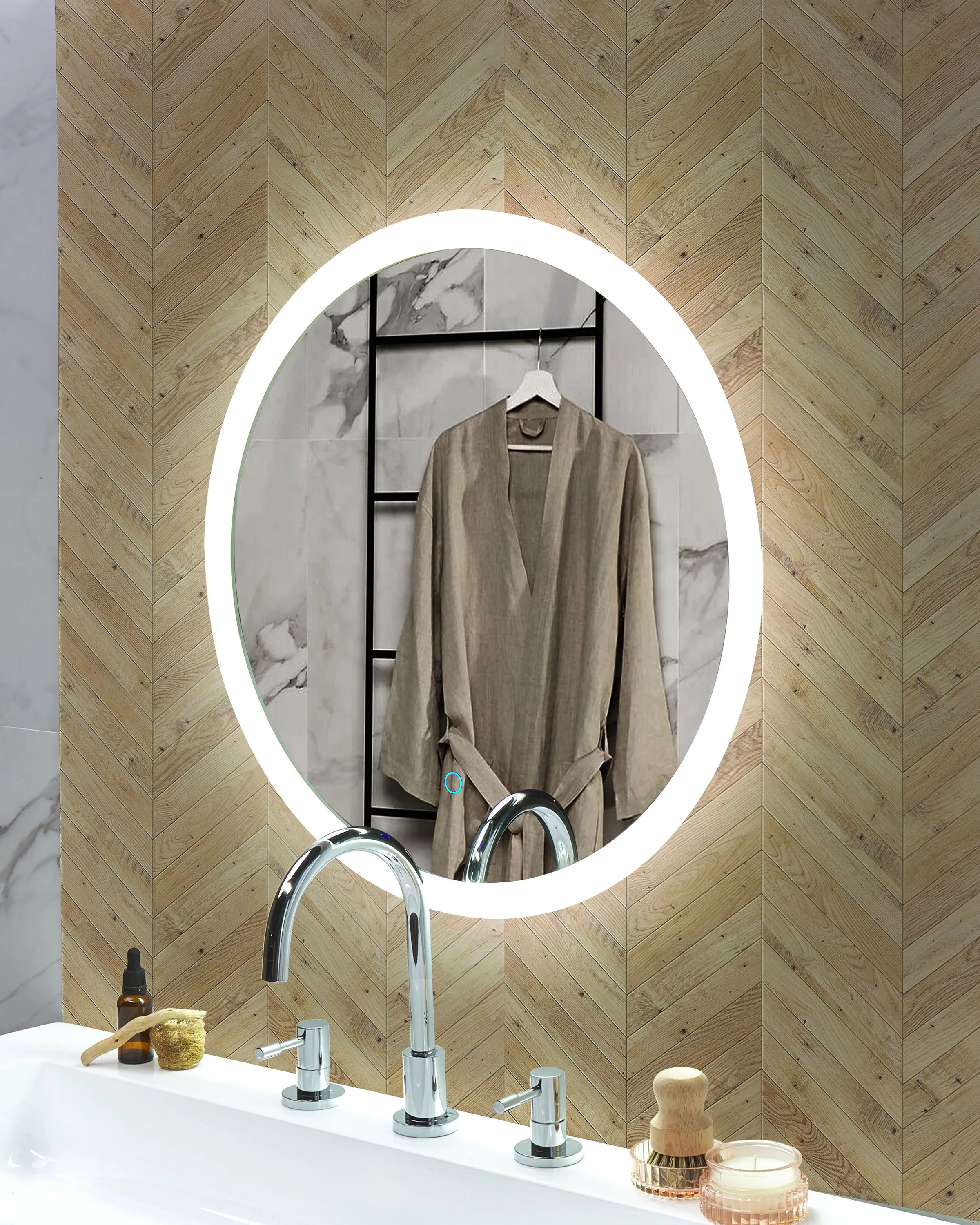 LED Bathroom Mirror YSER 58 cm 58 cm Silver