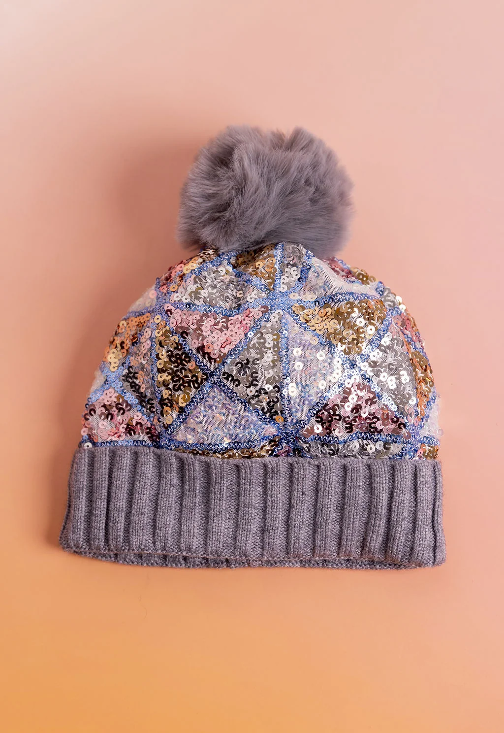 Embellished Beanie in Grey
