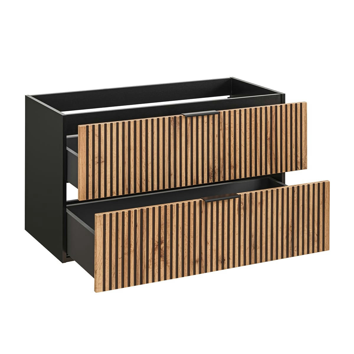 - Meuble sous-vasque 100cm naturel et noir