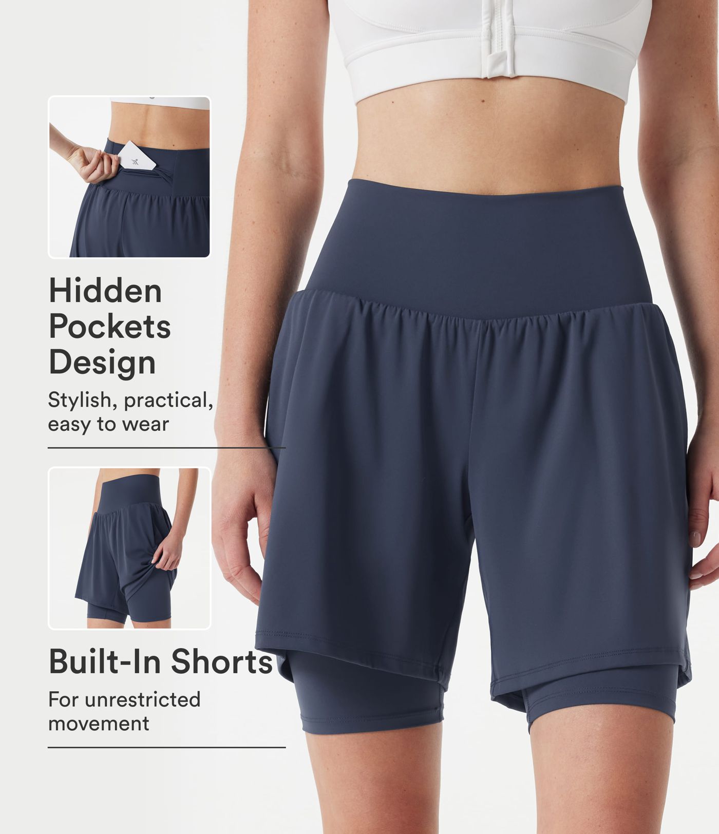 Short de yoga SoftlyZero™ Airy 2-en-1 taille très haute effet frais InstantCool 22,9 cm avec poches