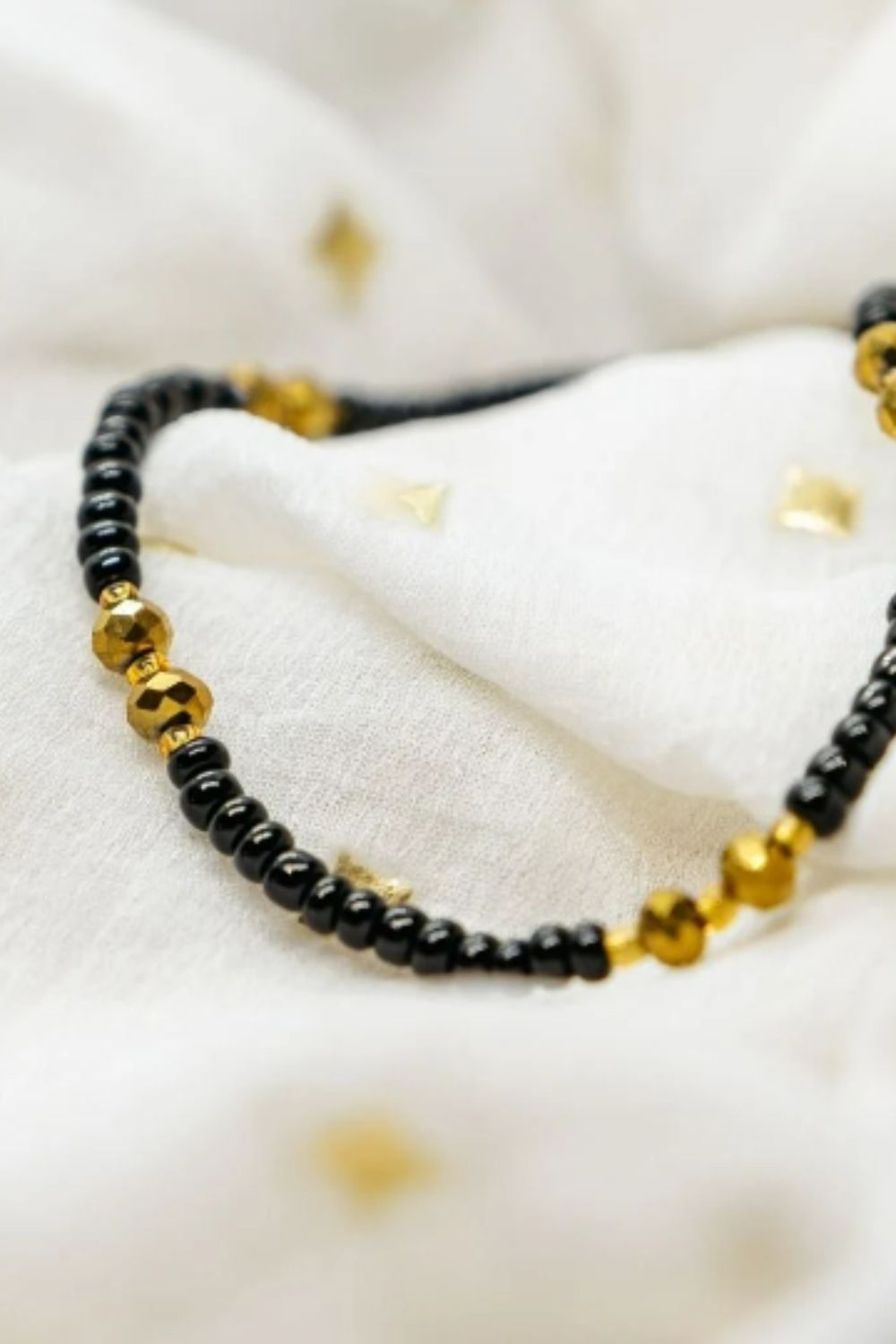 The Colourful Aura Black Golden Beads Indian Everyday Devil Eye Mangalsutra Nazaria Bracelet