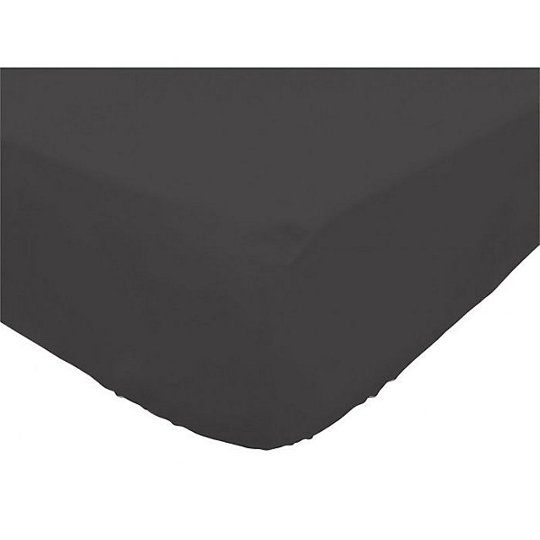 Drap housse en coton 160x200 cm PERCALE anthracite, par Soleil d'ocre