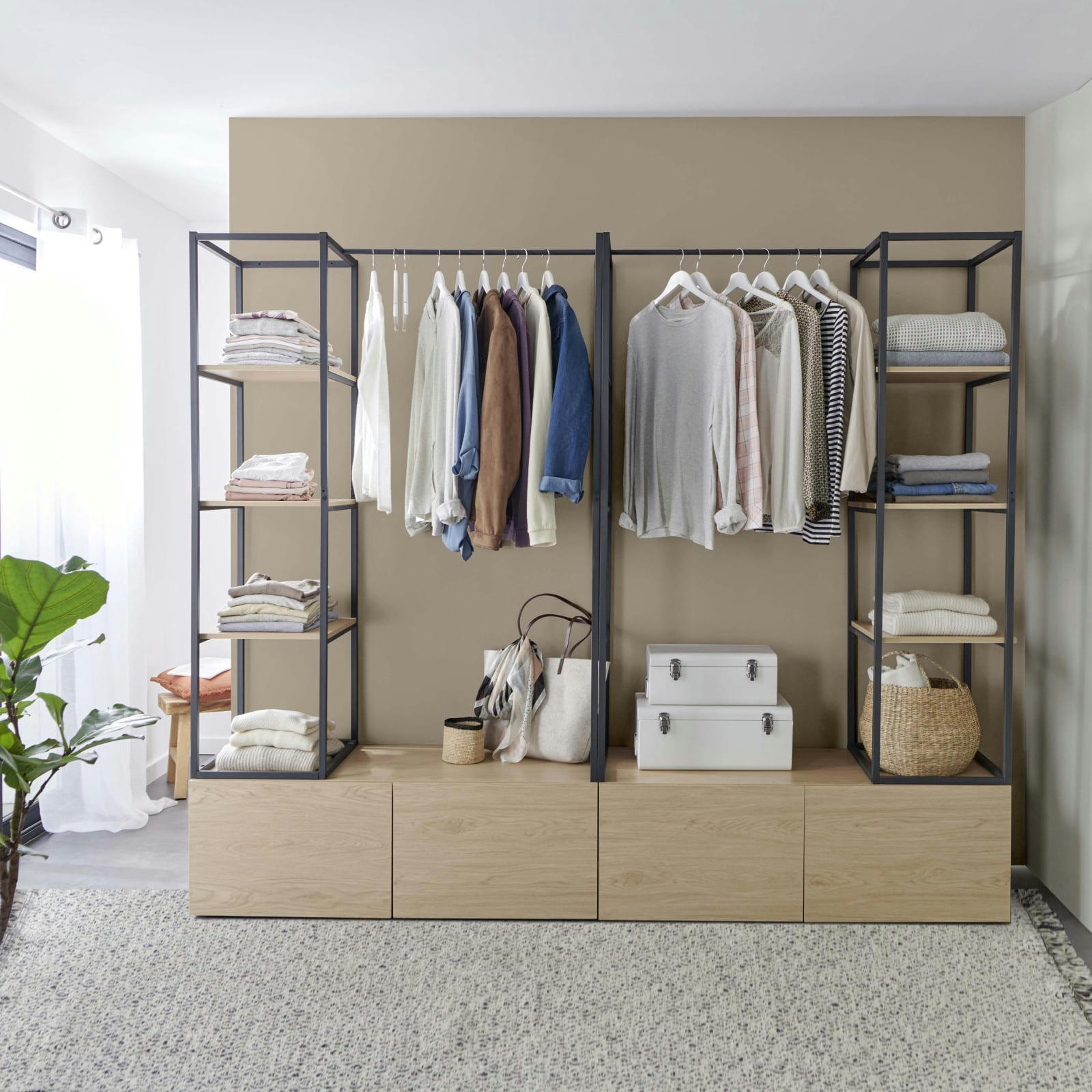 KLEID - Portant vêtements bois et métal  - Lot de 2