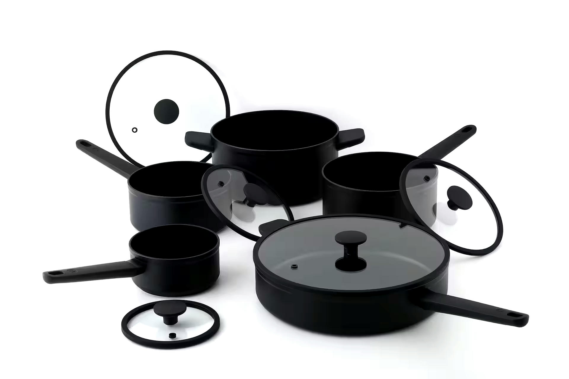 Vida by PADERNO 10-Piece Non-Stick Cookware Set, Black