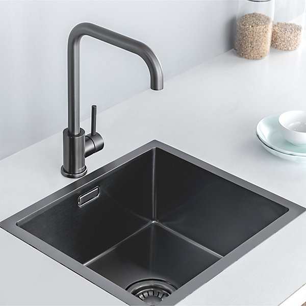 Evier cuisine Inox LOMAZOO Onyx 50 cm Anthracite