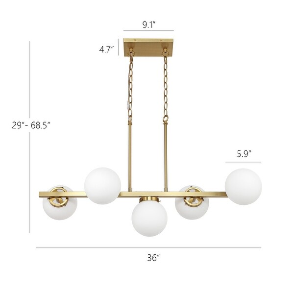 GetLedel 5-Light Linear Kitchen Island Pendant with Glass Globe Shades