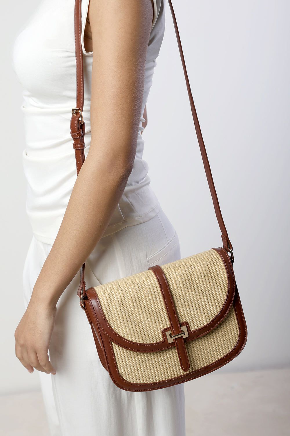 Where's That From Amira Raffia Cross Body with Flap Bag