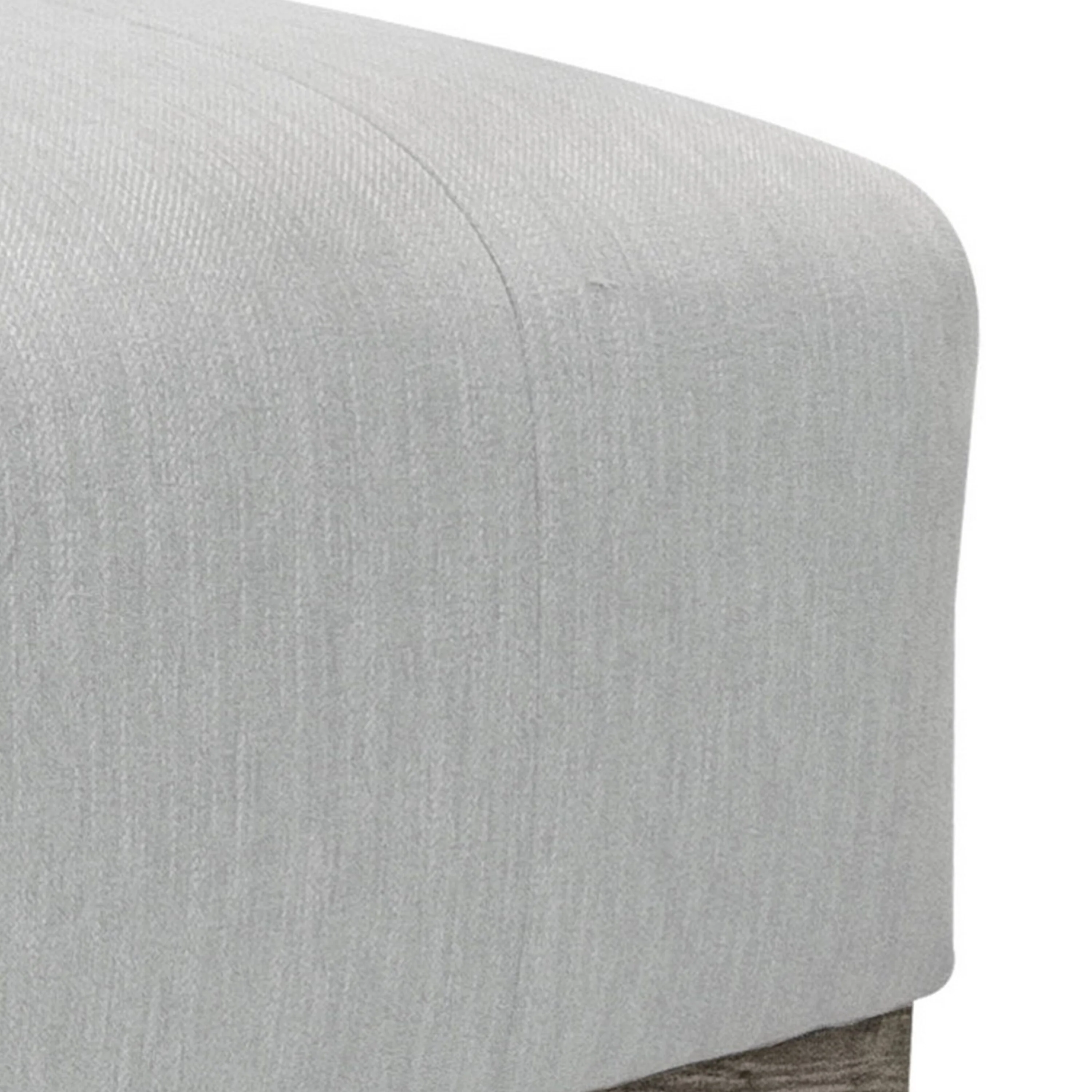 Sama Ottoman, 28 Inch, Compact, Solid Pine Wood, 28 Inch, White Polyester