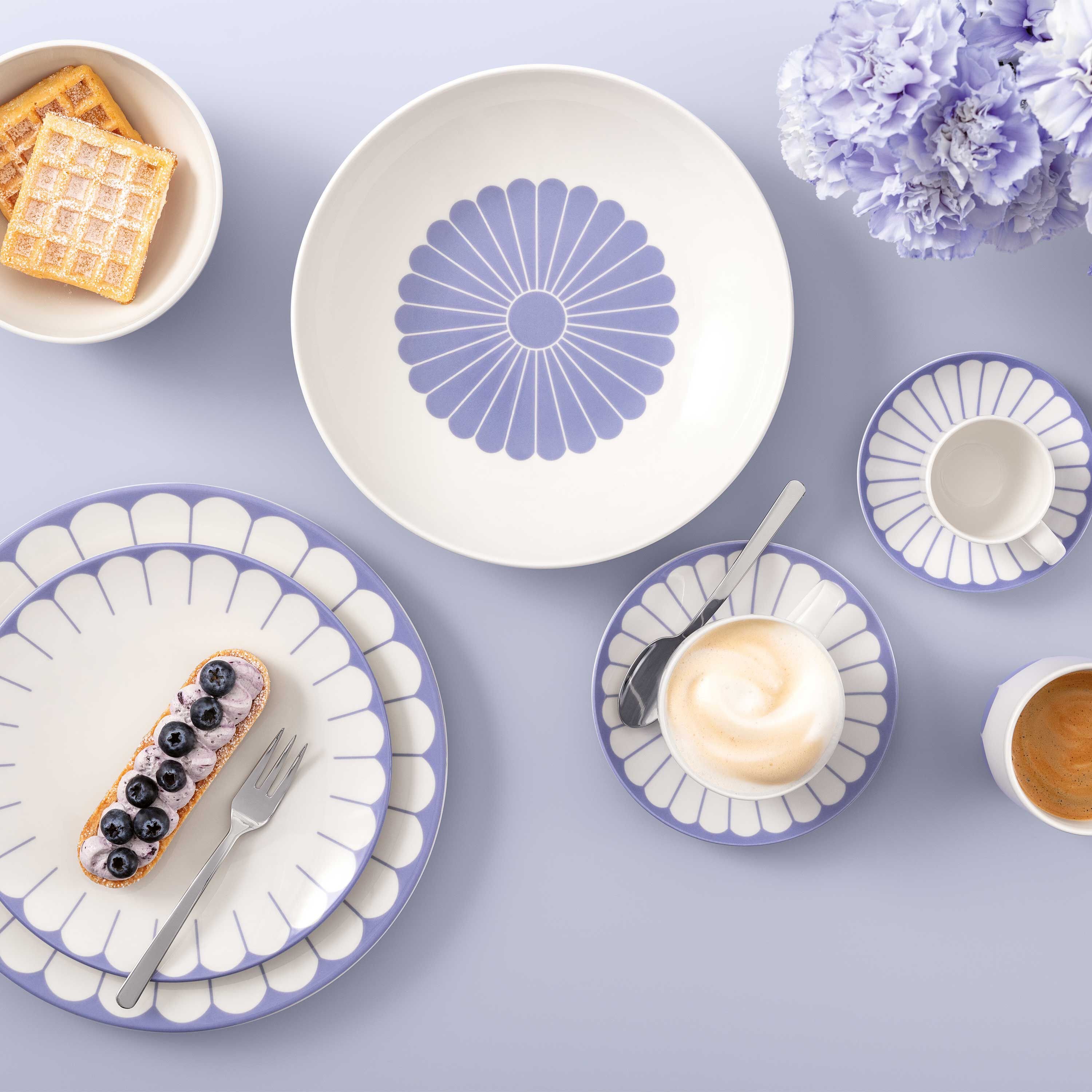 Fleur Espresso cup - Blue, 2.4 oz, Premium Porcelain