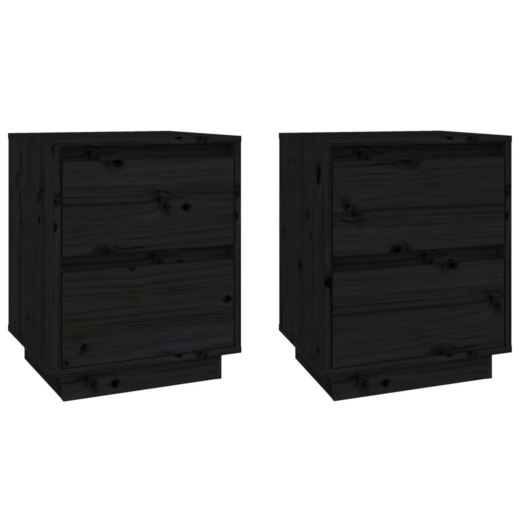 2x Szafka Nocna Stolik Komoda Czarna Do Sypialni 40x35x50 cm