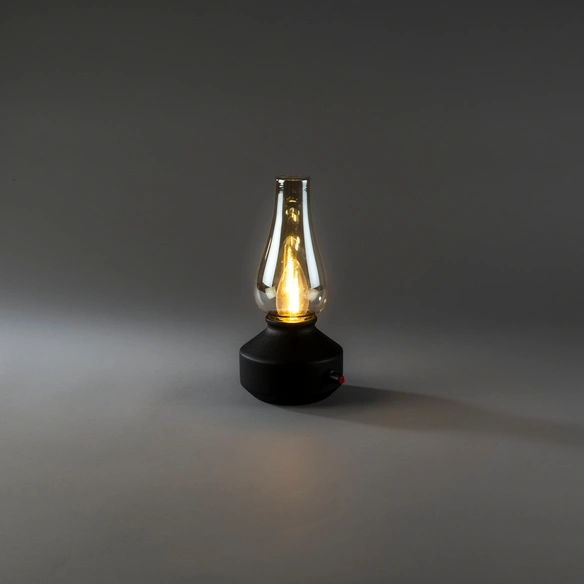 Tischlampe, Metall/Glas, LxBxH: 11x13x24,5 cm, schwarz