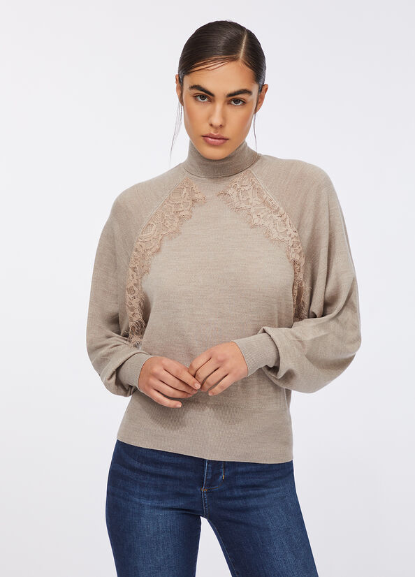 Dolcevita in lana con pizzo