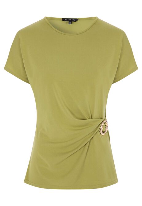Womens Green Gold Buckle T-shirt