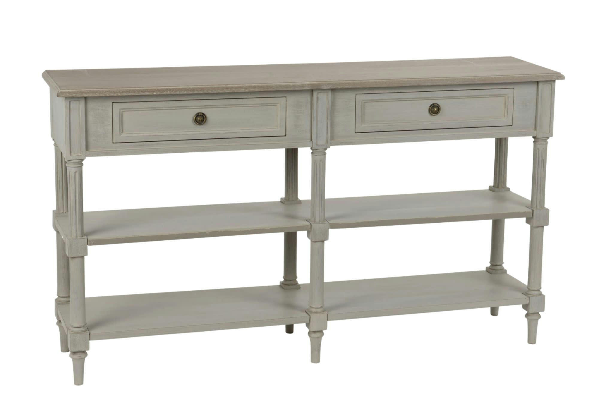 EDWARD - Console drapier en bois 2 tiroirs 2 tablettes