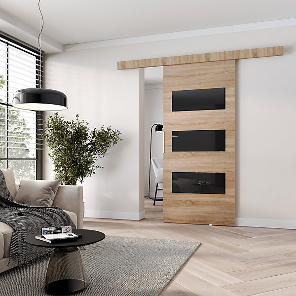 MINIO go for it, porte coulissante CLEAN E 96 cm portes de chambre, Chêne Sonoma