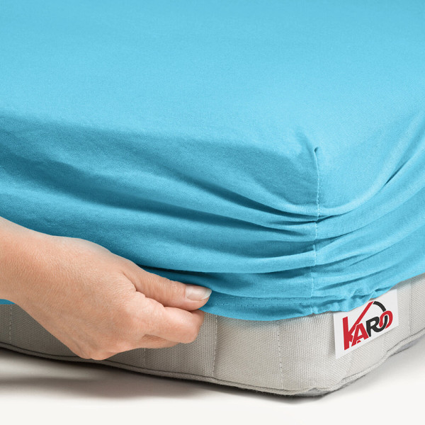 Prześcieradło jersey z gumką 90x200 turkusowe 150g/m2 KARO