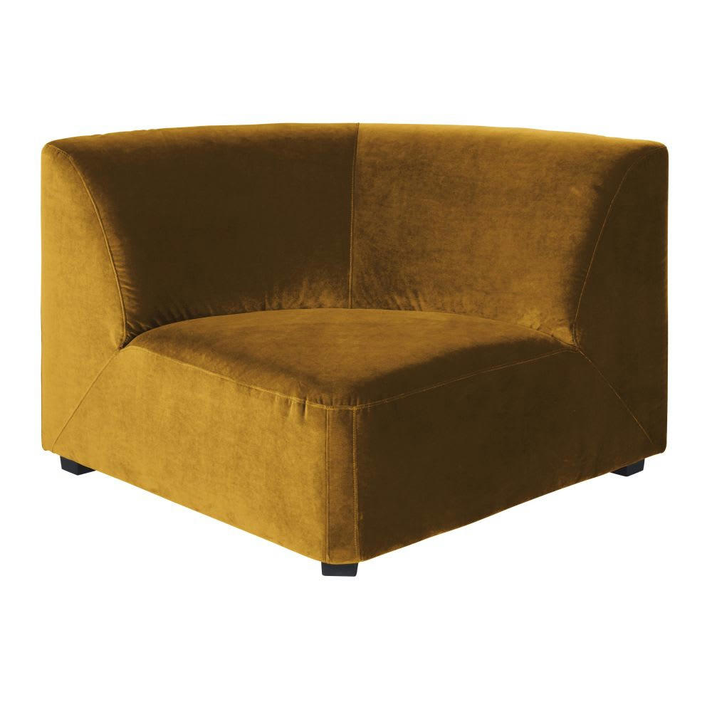 Virgile - Angle pour canapé modulable en velours ocre