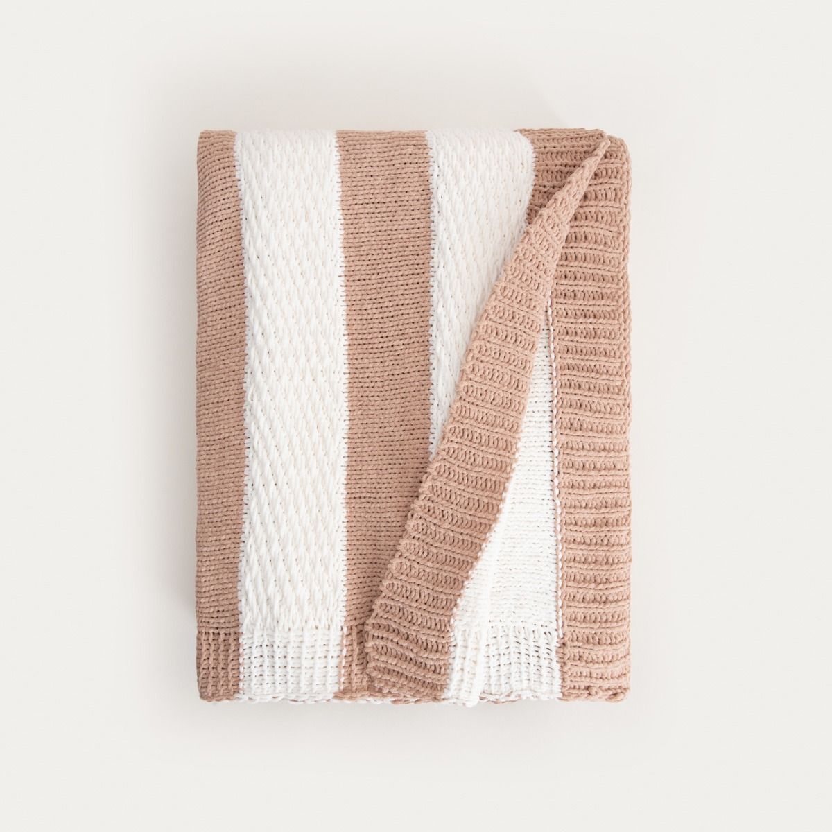 Koc RUDENS szenilowy w pasy beżowe 130x170cm