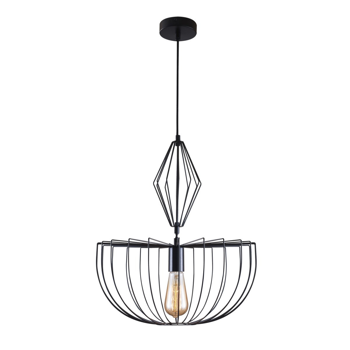 Lampa wisząca czarna JASMINA 1xE27x20W wym: 138,5x40x40 cm Polux