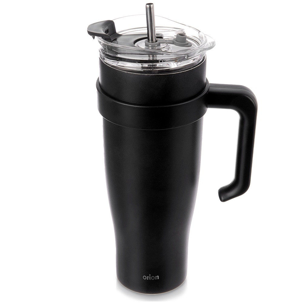 Kubek termiczny stalowy czarny z uchwytem TERMO 1,2 l