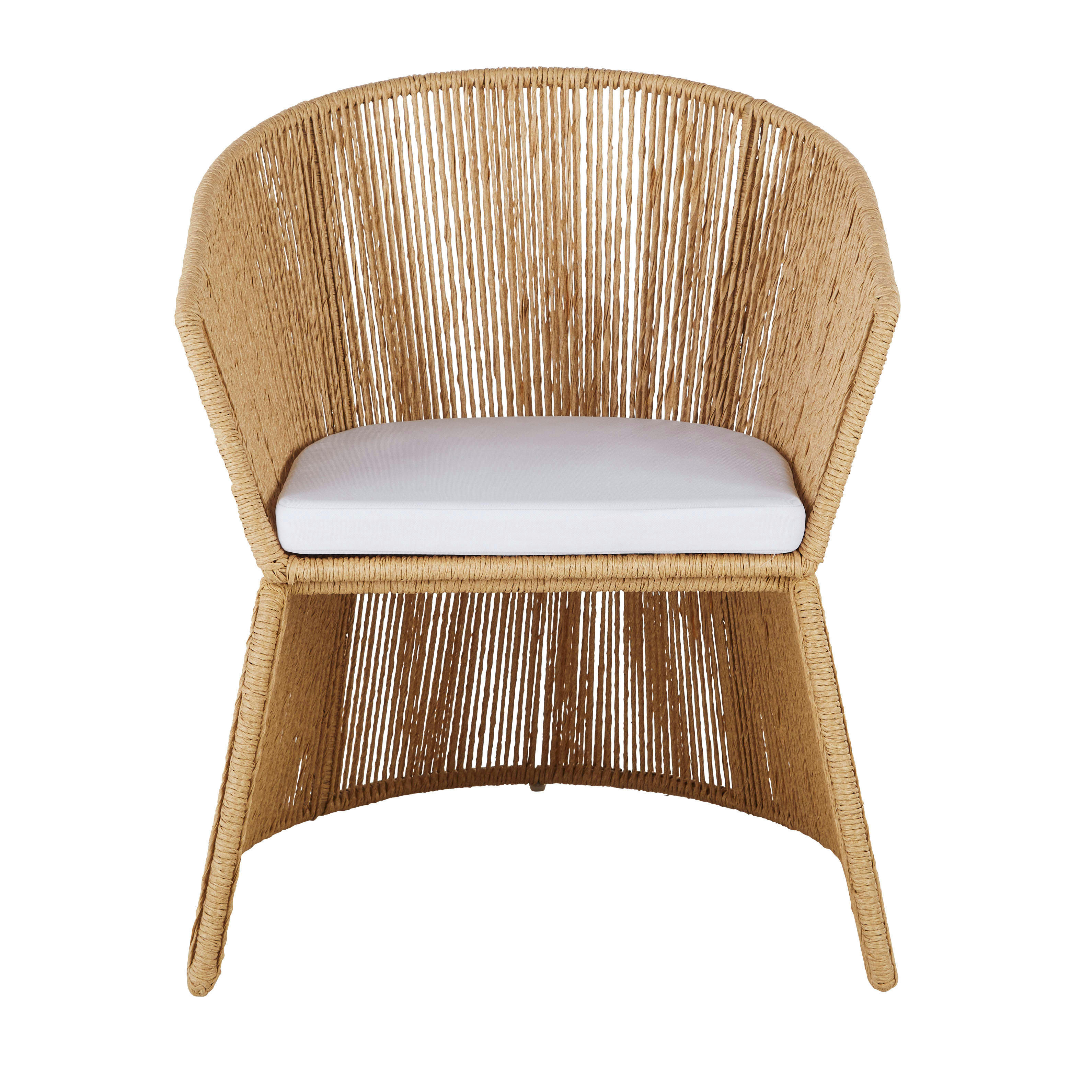 Brace Business - Fauteuil à dîner de jardin professionnel en résine recyclée beige et polyester recyclé écru