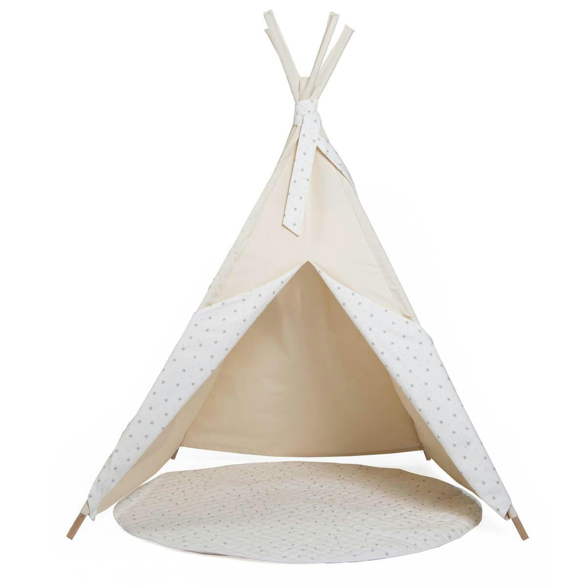 BARNA - Tipi enfant beige STARS blanc