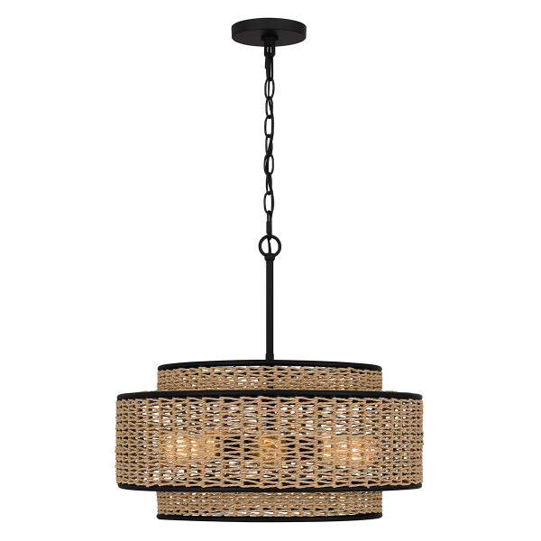 Lampa wisząca beżowo-matowy czarny TETON 5xE27x60W Quoizel