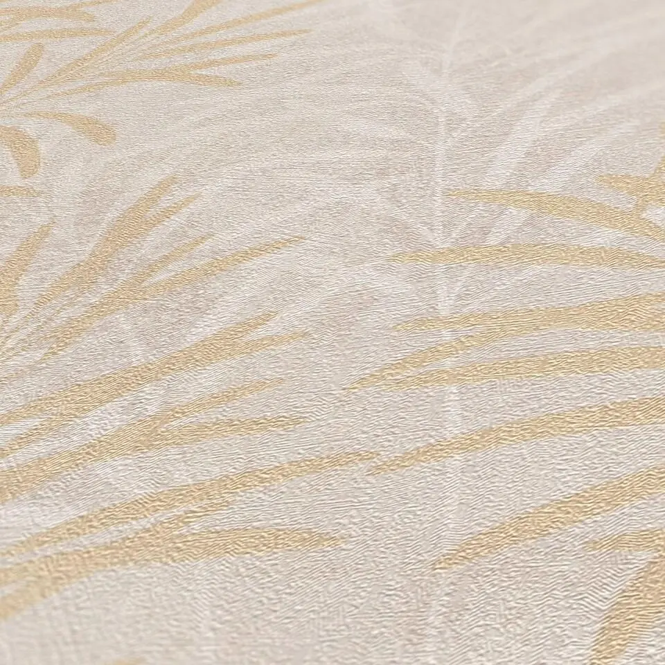 A.S. Cr&eacute;ation behang bladeren cr&egrave;me, grijs, goud en metallic - 53 cm x 10.05 m