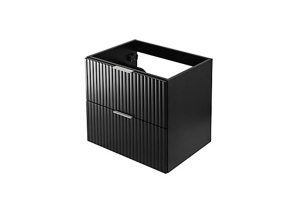 Meuble vasque, Noir, 60 x 57 x 46 cm, poignée argentée, sans plateau