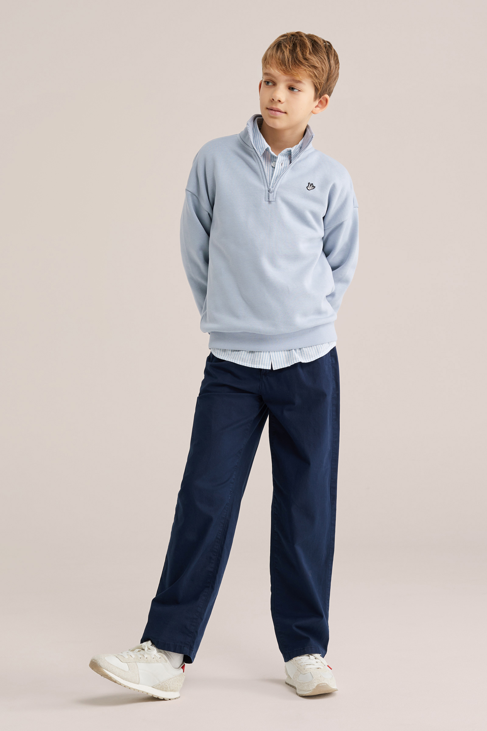 Jongens sweater met quarter-zip en embroidery