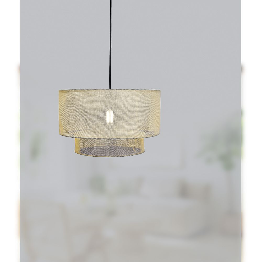 Suspension avec abat-jour en lin beige Ø40 cm