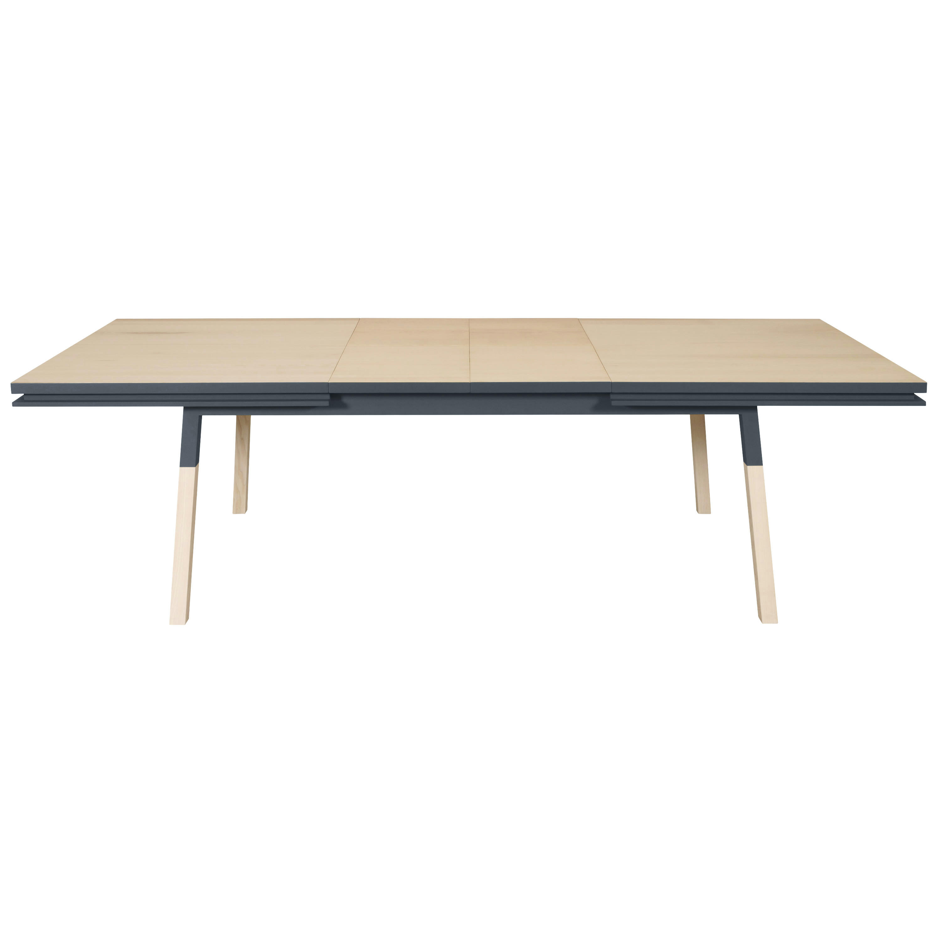 EGEE - Table 200x100 cm en frêne massif, 2 rallonges bleu sombre de rance