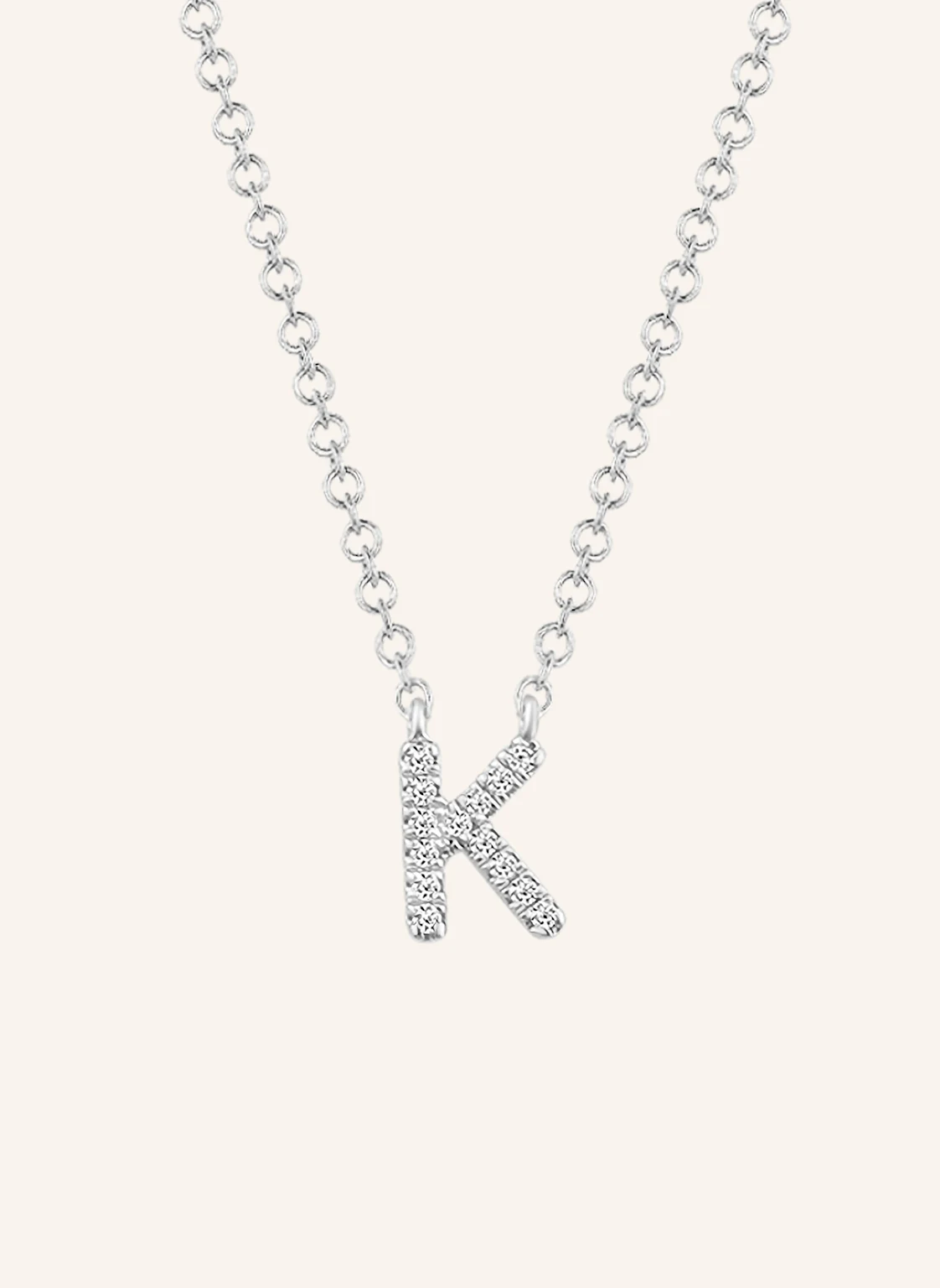 Leaf INITIALIEN Halskette „K“ aus 14 Karat Weißgold mit Diamanten